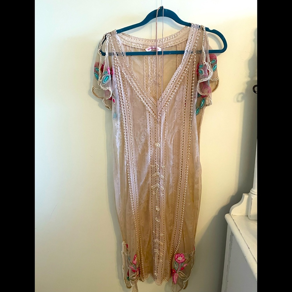 Matthew Williamson Lace Pearl Beaded Dress